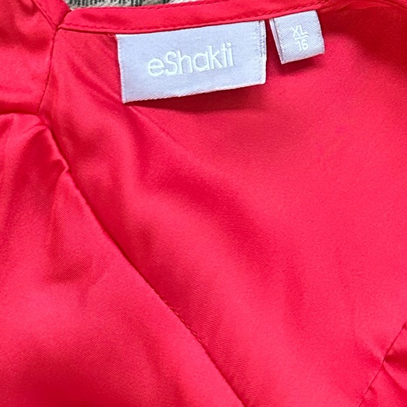 Eshakti Elegant Red Midi Dress With Ruffles Pleats and Bow Detail Size XL - Picture 7 of 9